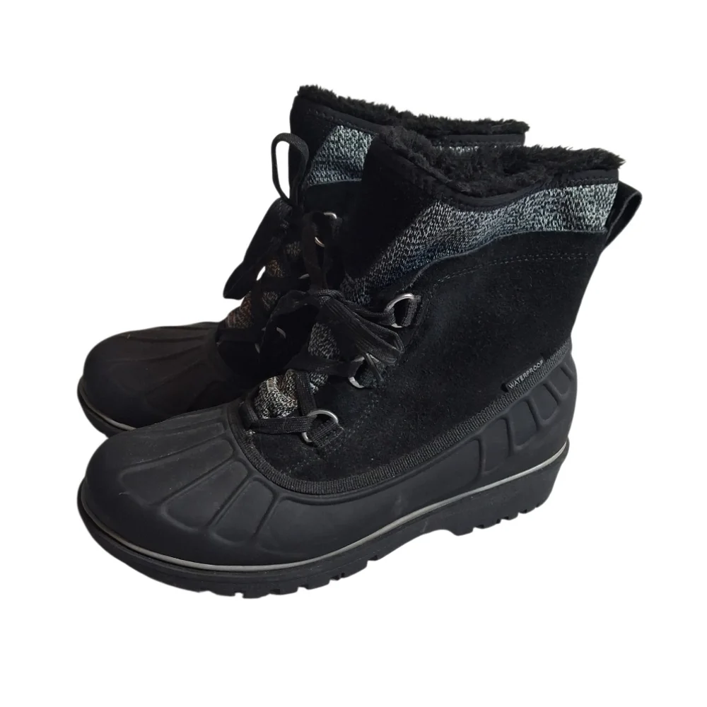 Baretraps Boots Women 8 M Black Waterproof Leather Fur Zip Comfort